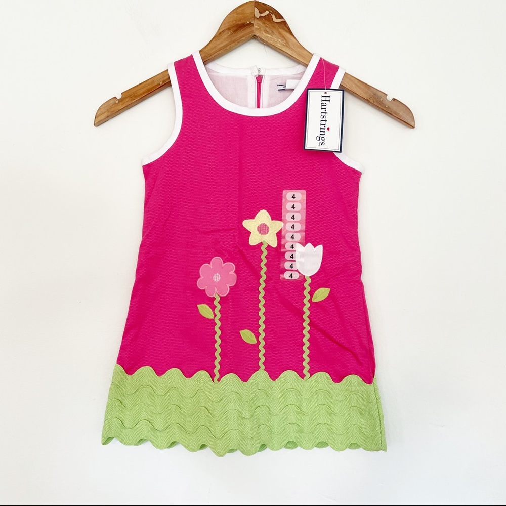 Hartstrings Woven Pink Flower Toddler Little Girl Dress size 4
